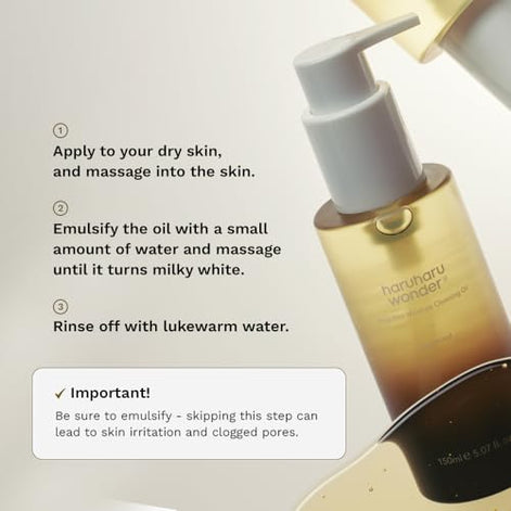 HARUHARU wonder Black Rice Moisture Cleansing Oil, 5.1 fl oz