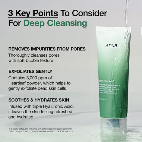 ANUA Heartleaf Quercetinol Pore Deep Cleansing Foam, 150ml/5.07 fl.oz.