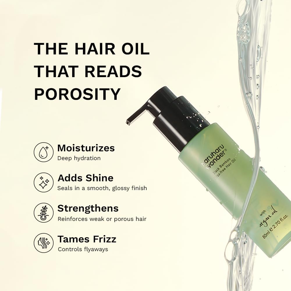 HARUHARU wonder Black Bamboo Frizz-free hair oil, 2.70 fl.oz