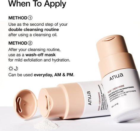 ANUA Rice Enzyme Brightening Cleansing Powder, Fragrance Free, 40g/1.41fl.oz.