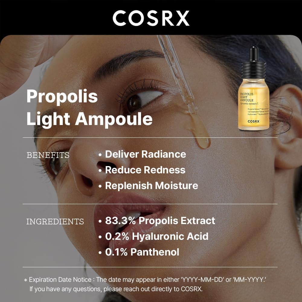 COSRX Full Fit Propolis Ampoule 83% Propolis Extract, Korean Glow Serum for For Face, Moisturising Face Serum for Radiant Healthy Glow and Deep Hydration, Korean Skincare 30ml