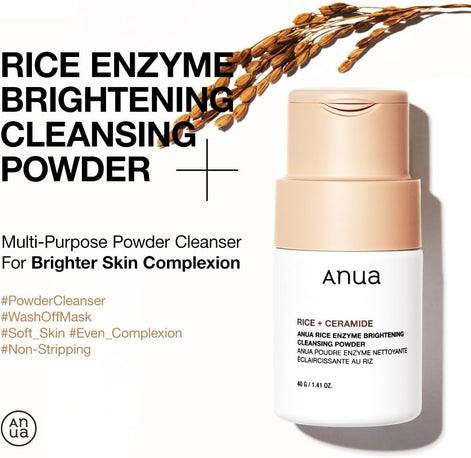 ANUA Rice Enzyme Brightening Cleansing Powder, Fragrance Free, 40g/1.41fl.oz.
