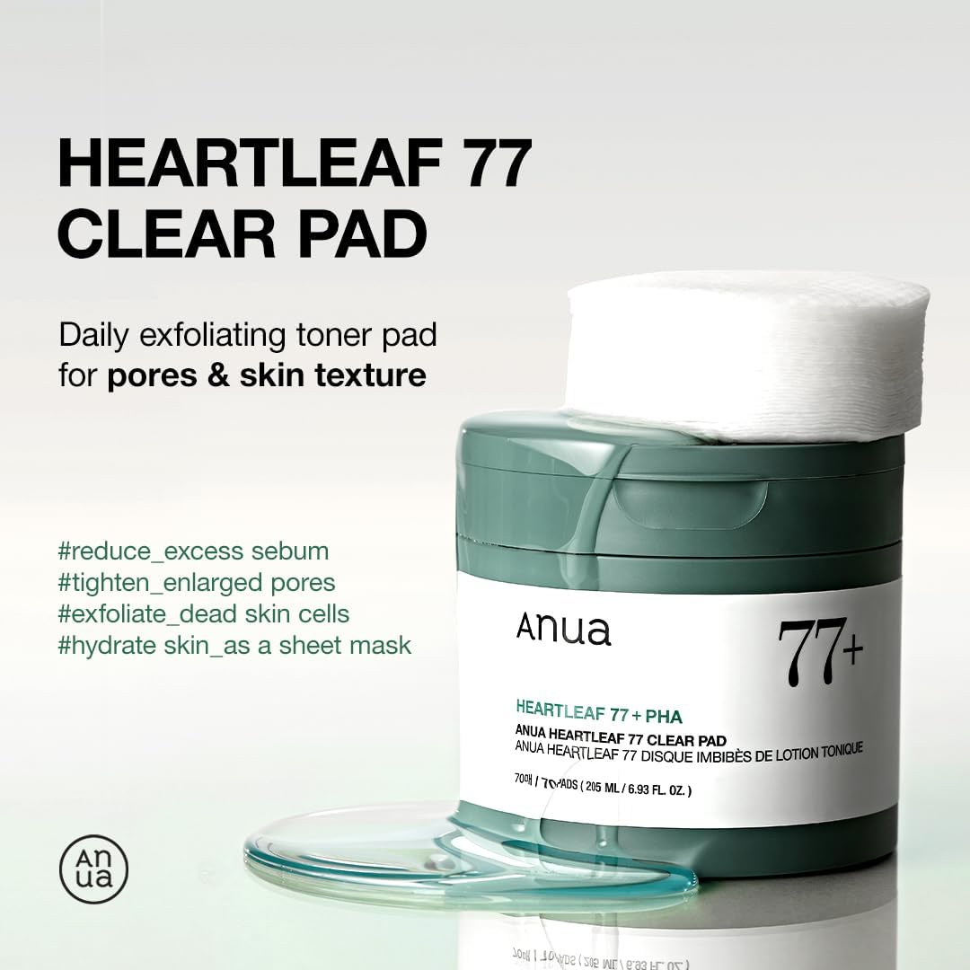 ANUA Heartleaf 77 Toner Pad, Heartleaf Extract, PHA, Centella, Non comedogenic, 70 Pads