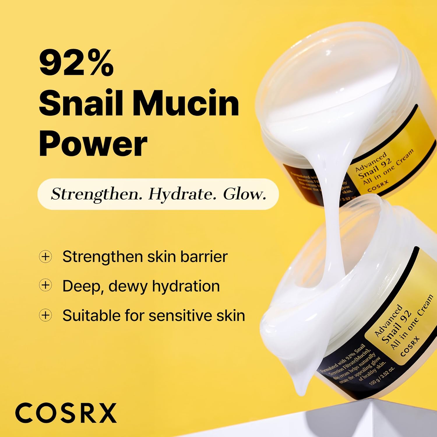 COSRX Advanced Snail 92 All in One Cream, Daily Soothing and Moisturizing Cream, 100g
