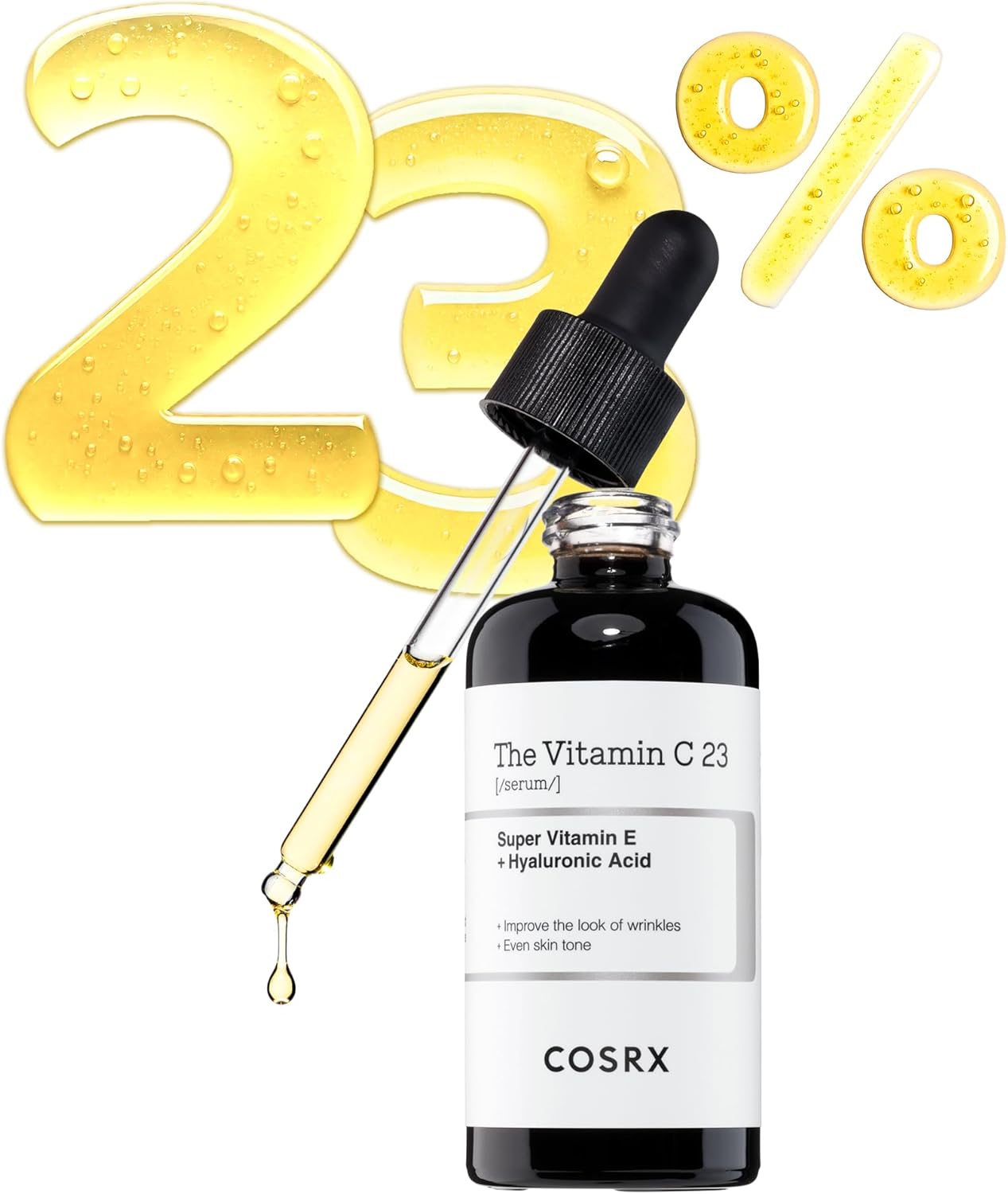 COSRX Pure Vitamin C 23% Serum with Vitamin E & Hyaluronic Acid, Brightening & Hydrating Facial Serum for Fine Lines, Uneven Skin Tone & Dull Skin, Korean Skincare, 0.7oz/20g