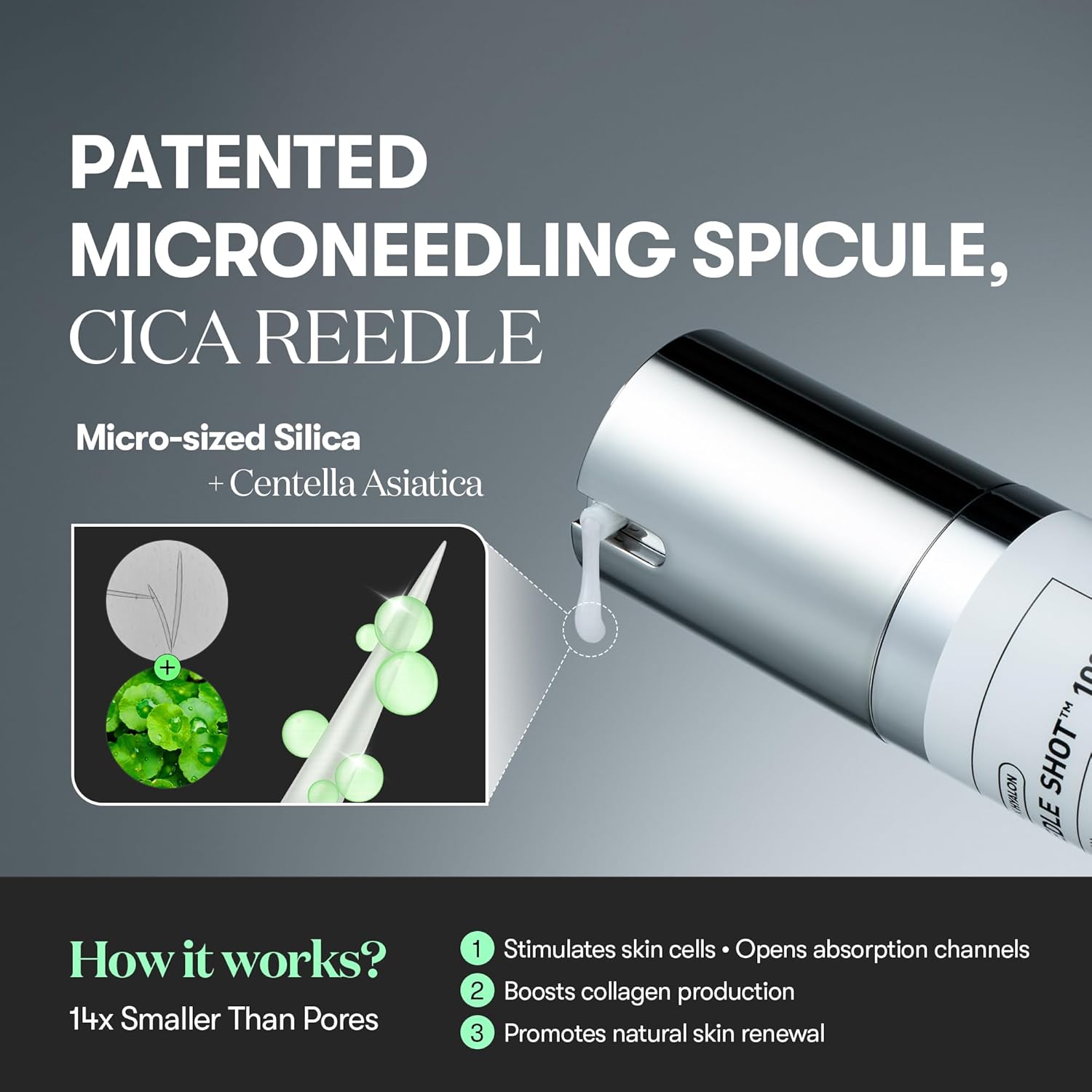 VT COSMETICS CICA Reedle Shot 100, Microneedling Serum for Pore Care & Exfoliation, Exosome, (1.69 Fl Oz / 50ml)
