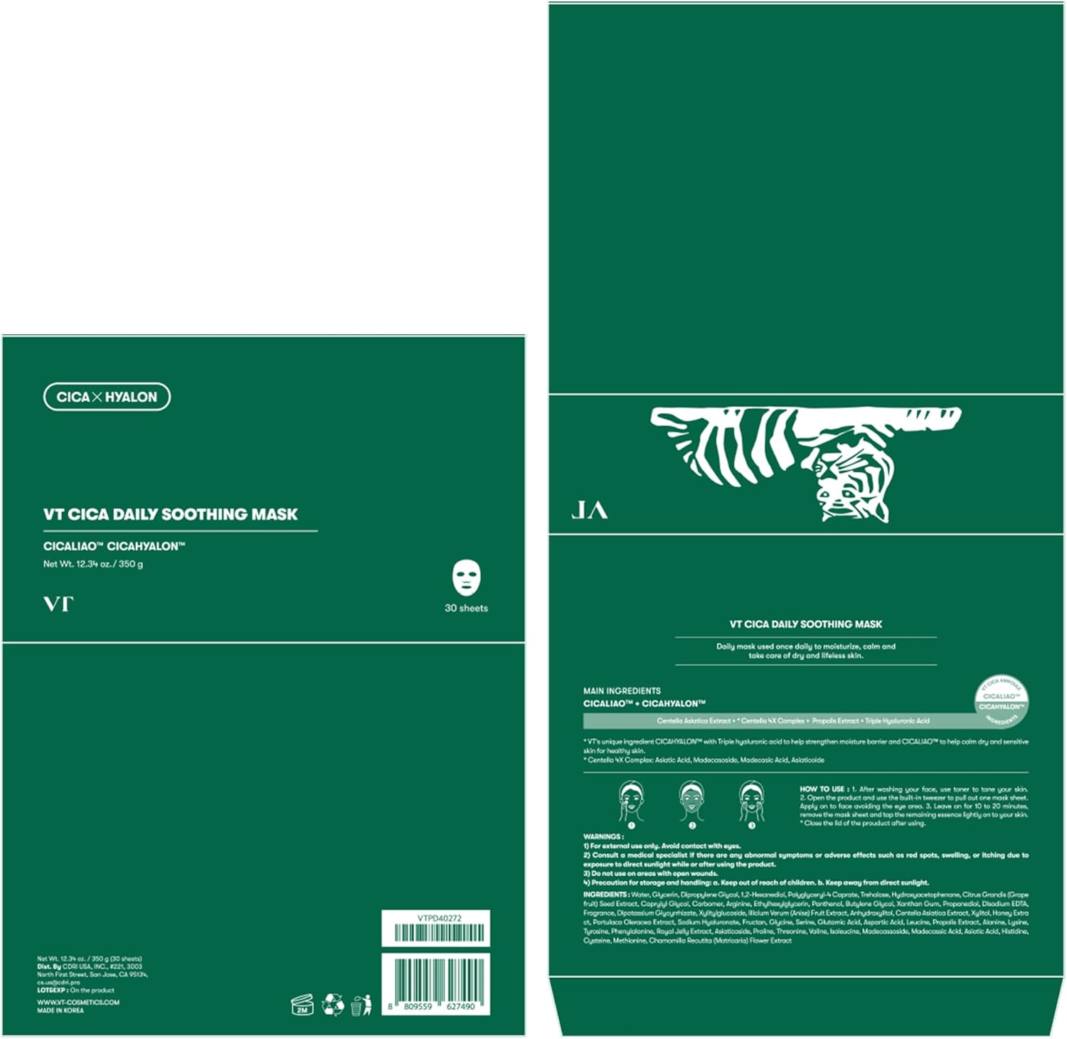 VT COSMETICS CICA Daily Soothing Mask 30 Sheets