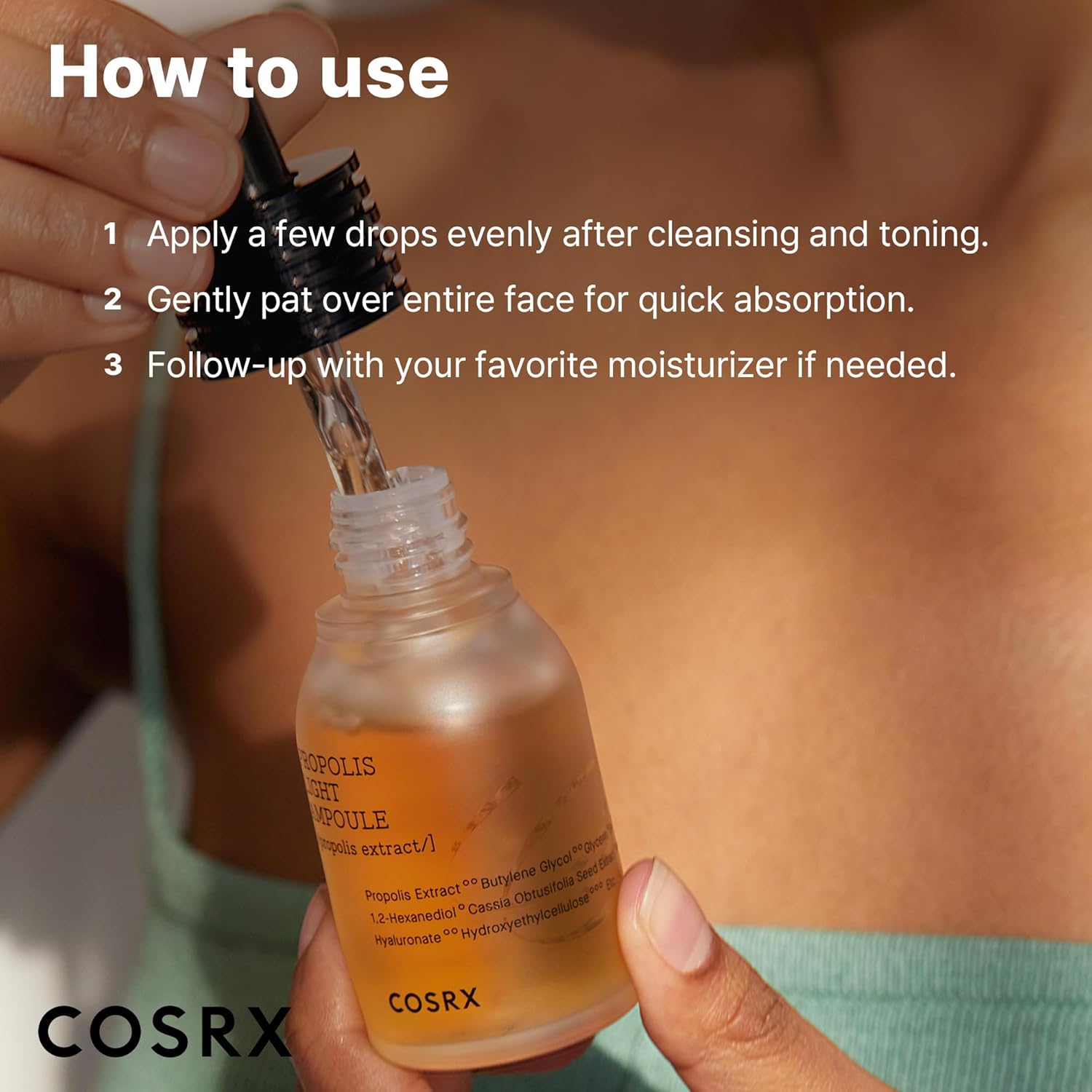 COSRX Full Fit Propolis Ampoule 83% Propolis Extract, Korean Glow Serum for For Face, Moisturising Face Serum for Radiant Healthy Glow and Deep Hydration, Korean Skincare 30ml