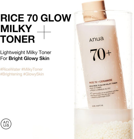 ANUA Rice 70 Glow Milky Toner, for Glass Skin, 250ml/8.45fl.oz.