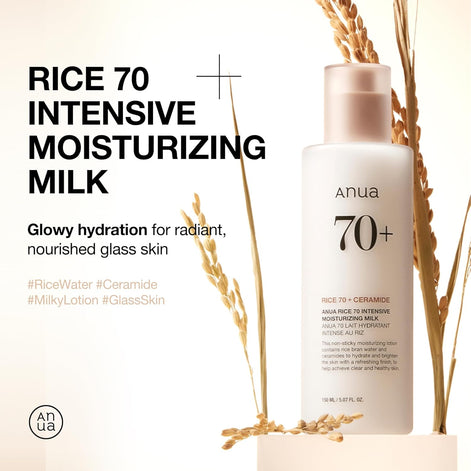 ANUA Rice 70 Intensive Moisturizing Milk, Lotion for Deep Hydration and Nourishing, 150ml/5.07fl.oz.