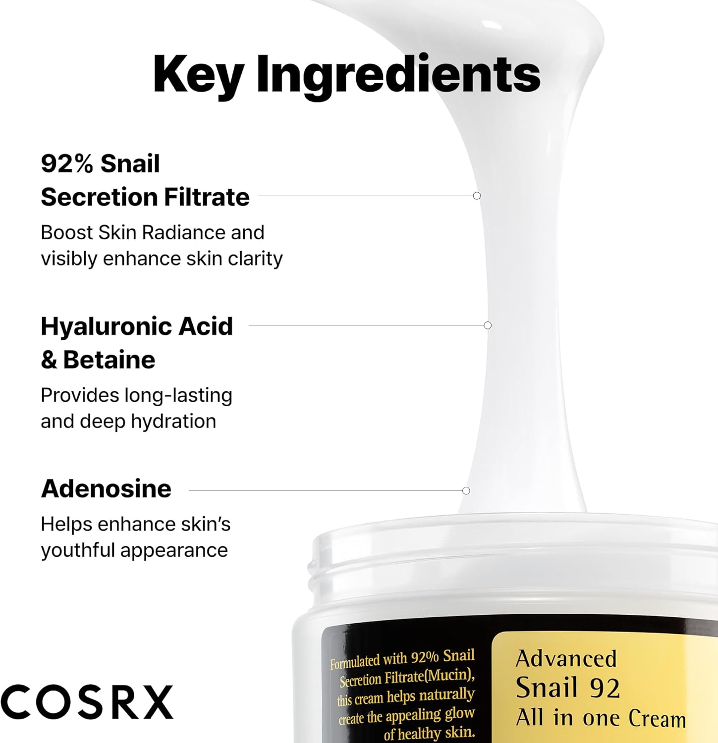 COSRX Advanced Snail 92 All in One Cream, Daily Soothing and Moisturizing Cream, 100g