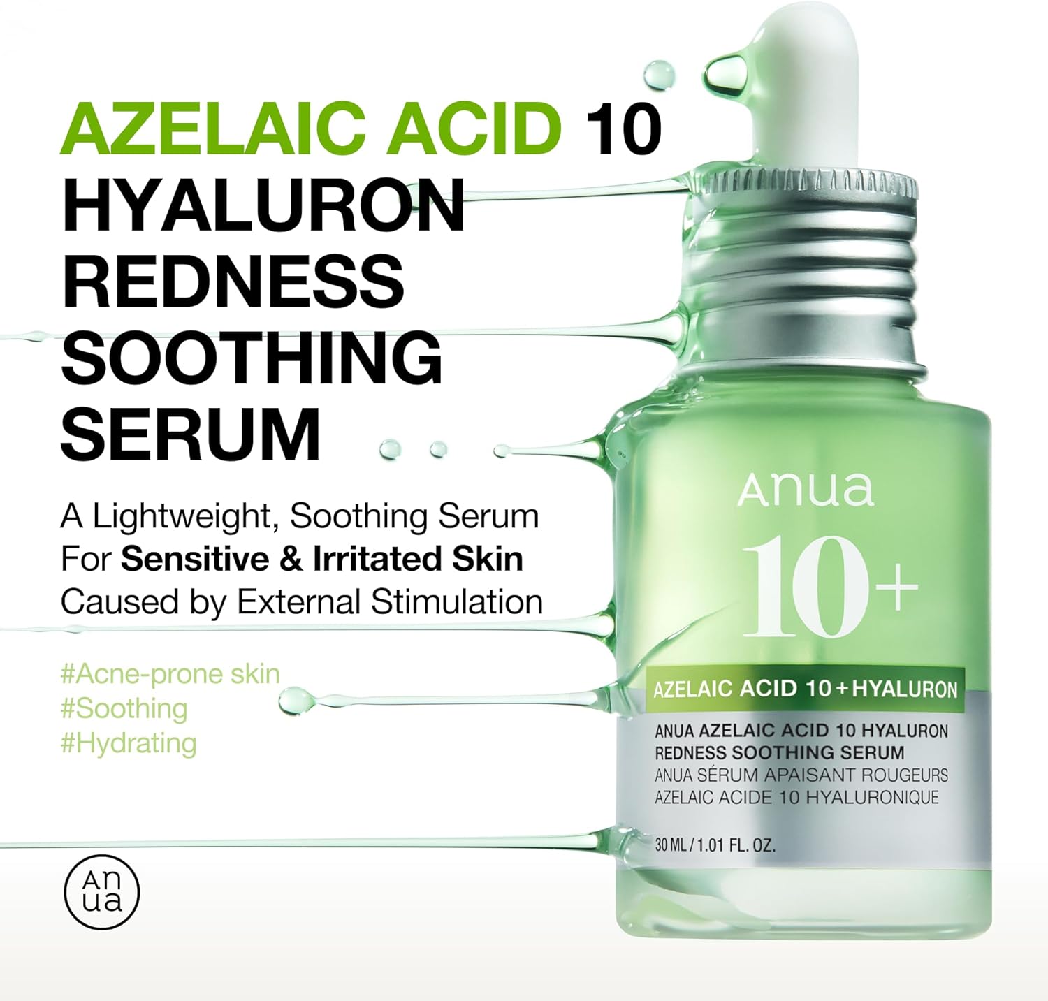 Anua Azelaic Acid 10 Hyaluron Redness Soothing Serum, (30ml/ 1.01 fl oz.)