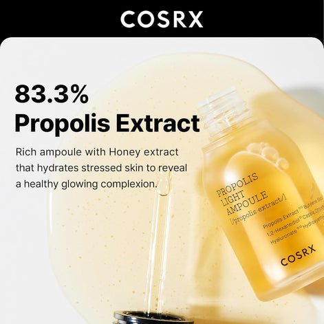 COSRX Full Fit Propolis Ampoule 83% Propolis Extract, Korean Glow Serum for For Face, Moisturising Face Serum for Radiant Healthy Glow and Deep Hydration, Korean Skincare 30ml