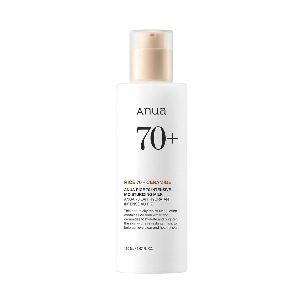 ANUA Rice 70 Intensive Moisturizing Milk, Lotion for Deep Hydration and Nourishing, 150ml/5.07fl.oz.